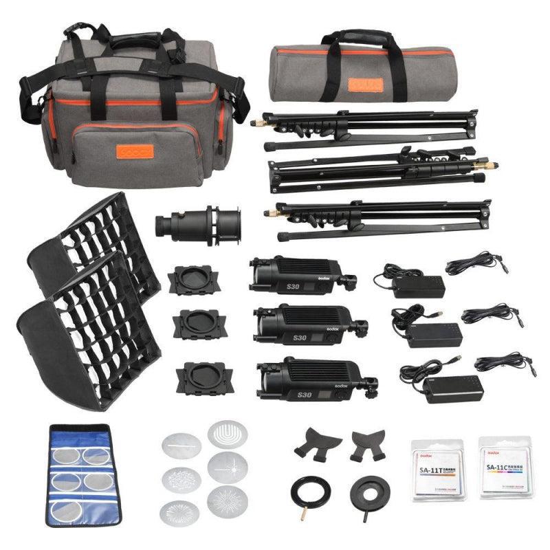 GODOX kit illuminatore led SA-D con 3 S30 e accessori  (Garanzia Italia 3ANNI)  - Cine Sud è da 48 anni sul mercato!  0279520